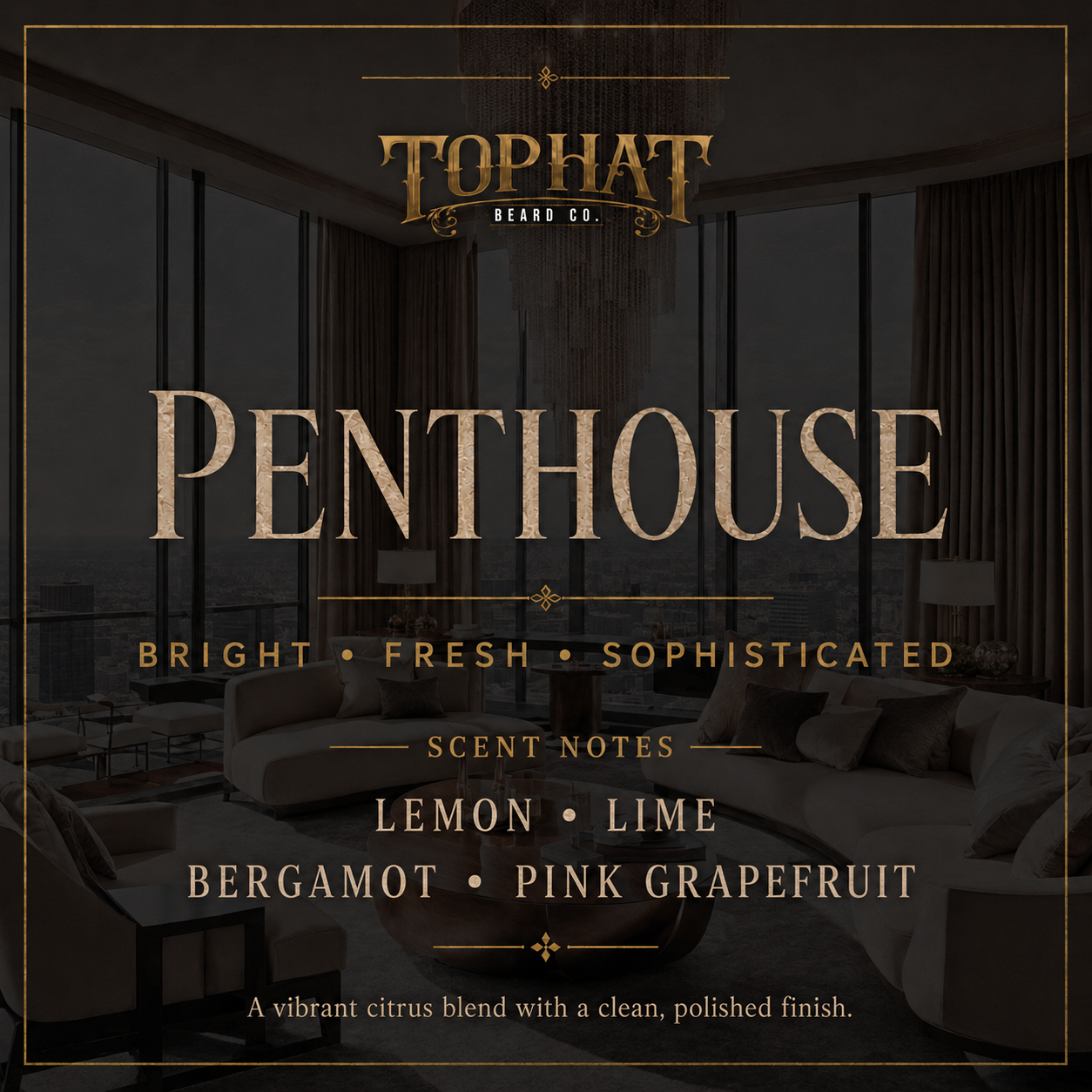 Penthouse beard oil scent profile featuring key lime, bergamot, pink grapefruit and lemon.